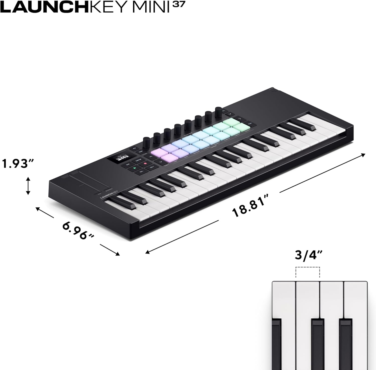 Novation Launchkey Mini 37 MK4 — Portable 37 Mini-Key, USB, MIDI Keyboard Controller with DAW Integration. Chord Mode, Scale Mode, Drum Pads, and Arpeggiator. Includes Music Creation Software Bundle