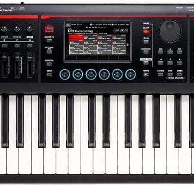 Roland Fantom-08 Synthesizer Keyboard Bundle with Double Braced X-Style Keyboard Stand, Sustain Pedal, Online Piano Lessons, Instructional DVD, and Austin Bazaar Polishing Cloth