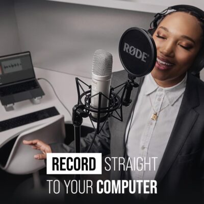 RØDE NT1 5th Gen Large-Diaphragm Studio Condenser Microphone – XLR & USB Outputs – Shock Mount & Pop Filter Included – Music Production, Vocal Recording, Podcasting – Black – Professional Audio
