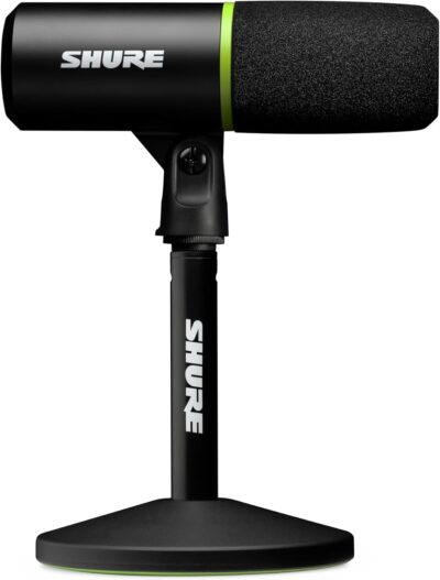 Shure MV6 Gaming Microphone – Dynamic USB Mic for PC Gaming & Streaming with Tap-to-Mute, Noise Cancellation, Desktop Stand & 3.5mm Headphone Monitoring, Black