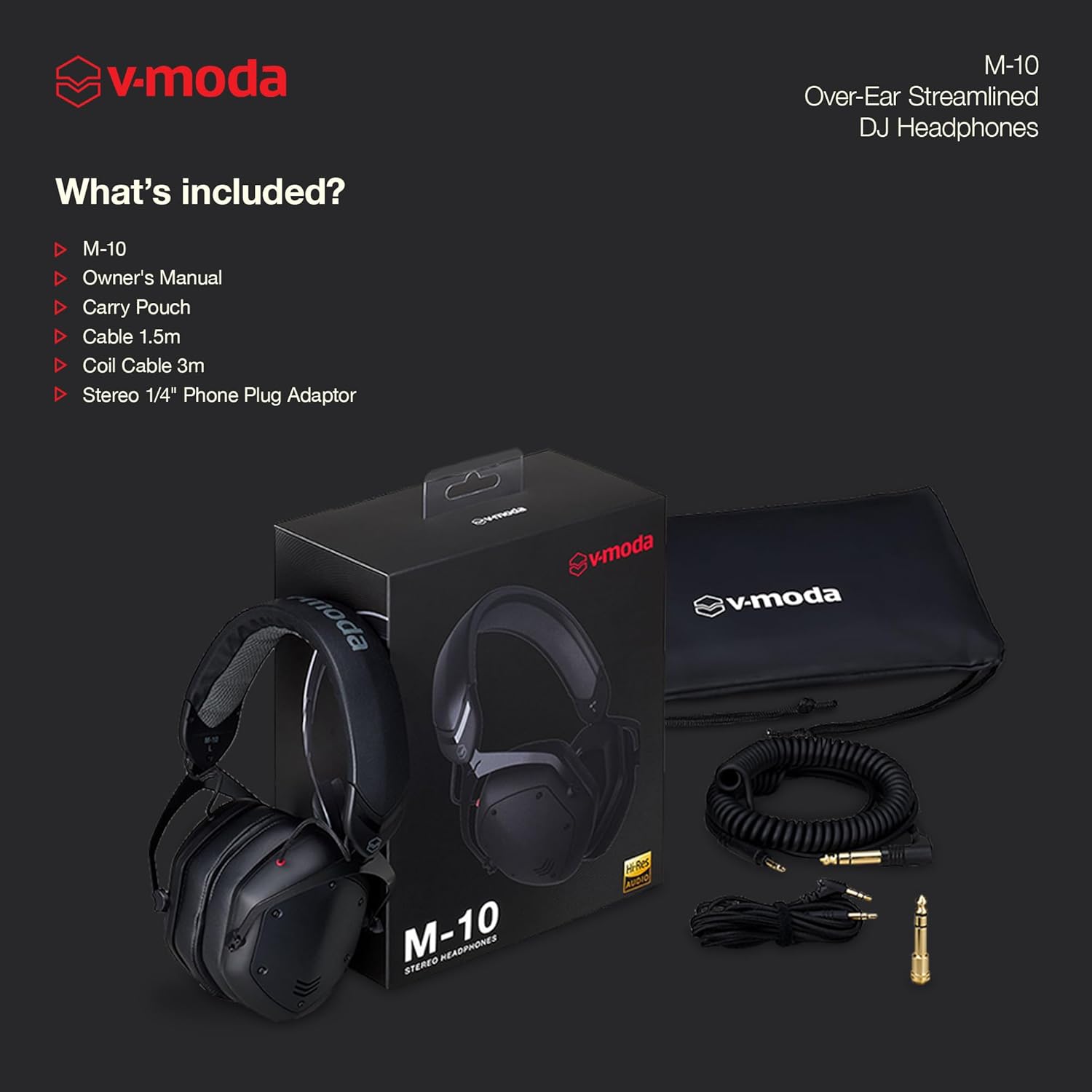 V-Moda M-10 | Streamlined Over-Ear DJ Headphones | Tuned for DJs & Beat-Driven Music | Deep Bass with High-End Clarity | Memory Foam Cushions for Long Performance | Durable Closed-Back Design | Black