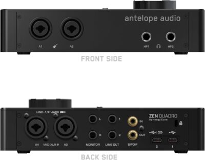 Antelope Audio Zen Quadro USB-C Podcast & Recording Interface — 4 Discrete Studio-Grade Mic Preamps, Pro Conversion & Clocking, Built-In Studio Effects — Bus-Powered — 14-In/10-Out