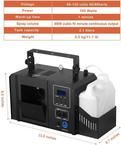Haze Machine, 700W Continuous Output Fog Machine with Wireless Remote and DMX, Enhances Light Shows – Perfect for Stage, Parties, Halloween, and Clubs