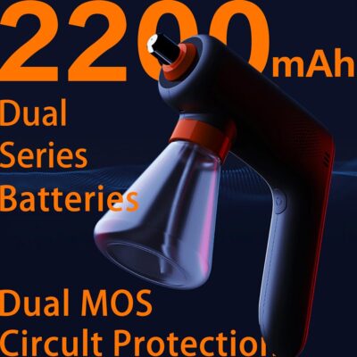 61uD4ZsLKKL. SL1001 Cordless Electric Disinfection Fogger, Detachable Stainless Steel Nozzle, 3-Gear Adj 14.2oz Sanitizer Atomizer, Blue Light Nano Spray Gun for Place Cleaning/High-Touch Item Contactless Sanitization