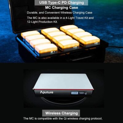 61uH CwWhL. AC SL1000 Aputure MC RGBWW On Camera Video Light, CRI/TLCI 96+, Temperature 3200K-6500K, HSI Mode,Support Magnetic Attraction and App with USB-C PD and Wireless Charging