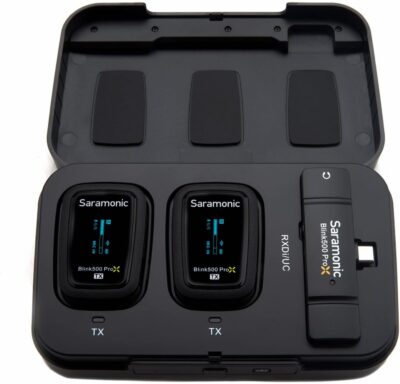 Saramonic Blink 500 Pro X B6 2-Person Wireless Mic System w/Lavaliers & USB-C Receiver for iPhone 15, Android, iPad, Mobile & Computers, Black