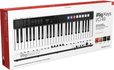 61v0Oz5gzL. AC SL1200 IK Multimedia iRig Keys I/O 49 portable keyboard MIDI controller 24-bit/ 96Khz audio interface full-size synth velocity-sensitive, 48V phantom power, XLR mic preamp, iPhone, iPad, Android, Mac, PC