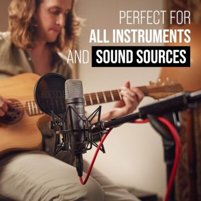 RØDE NT1 5th Gen Large-Diaphragm Studio Condenser Microphone – XLR & USB Outputs – Shock Mount & Pop Filter Included – Music Production, Vocal Recording, Podcasting – Black – Professional Audio