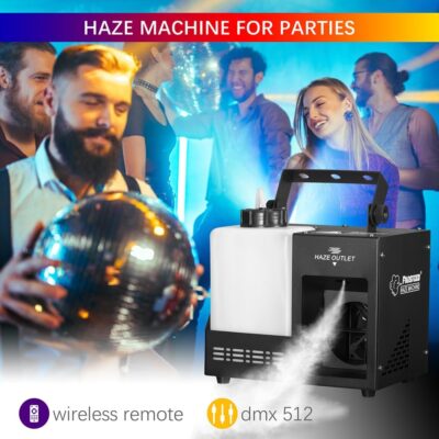 Haze Machine, Continuous Fog Machine with Wireless Remote Timer and DMX, Enhances the Light Show, Perfect for DJ Clubs, Stages, and Halloween Parties