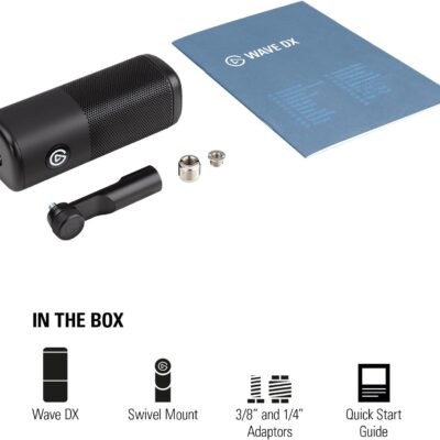 Elgato Wave DX – Dynamic XLR Microphone, Cardioid pattern, Noise Rejection, speech optimised for Podcasting, Streaming, Broadcasting, No Signal Booster Required, works with any Interface, for Mac, PC