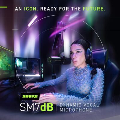 Shure SM7dB Dynamic Vocal Microphone with Built-in Preamp – Studio Mic for Streaming, Podcasting, and Recording – Smooth Sound, Wide Frequency Range, Rugged Build, Windscreen Included, XLR, Black