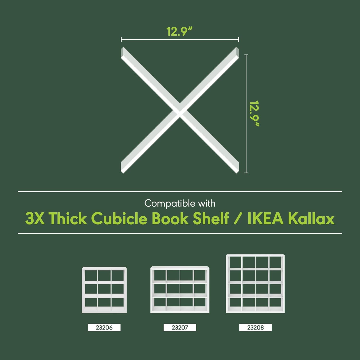 Furinno Cubicle Cube Insert, X-Shelf Cube Organizer, 3-Shelf Accessory, Fits into Furinno Triple Thick Cubes, IKEA Kallax, for Organizers and Storage, White