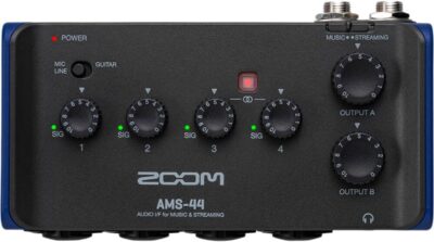 Zoom AMS-44 USB Audio Interface for Musicians & Podcasters, with 4 Inputs, 4 Outputs, Loopback, Direct Monitoring, Bus-Powered, for Recording and Streaming on PC, Mac, iOS, and Android