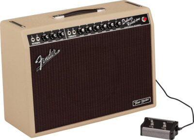 Fender Tone Master Deluxe Reverb 1×12-Inch Guitar Combo Amplifier – Blonde Bundle with Instrument Cable, Amperstand Guitar Cradle, Tuner, and 24-Pack Picks