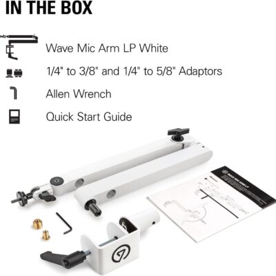 Elgato Wave Mic Arm LP White – Premium Low Profile Microphone Arm with Cable Management, Desk Clamp, Versatile Mounting and Fully Adjustable, perfect for Podcast, Streaming, Gaming, Home Office