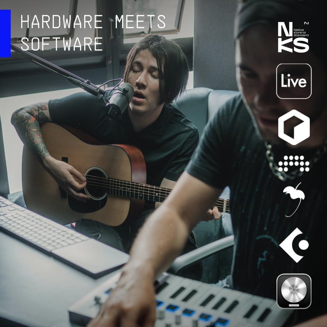 Arturia MiniLab 3 – Universal MIDI Controller for Music Production, with All-in-One Software Package – 25 Keys, 8 Multi-Color Pads – White