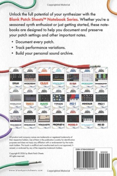 61ymemFVIgL Roland TB-03 Blank Patch Sheet Notebook: Become a more organized songwriter with this Blank Patch Sheet notebook so you can spend more time creating and less time forgetting.