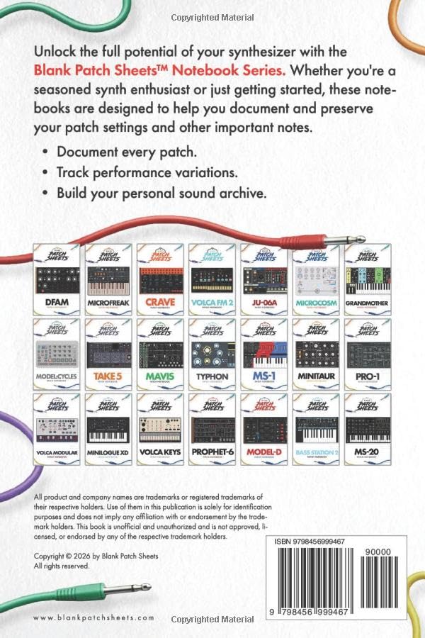 Roland TB-03 Blank Patch Sheet Notebook: Become a more organized songwriter with this Blank Patch Sheet notebook so you can spend more time creating and less time forgetting.