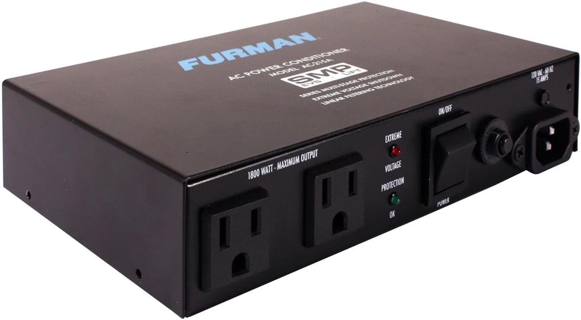 Furman AC-215A Compact Power Conditioner with Auto-Resetting Voltage Protection – Black