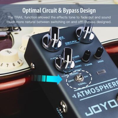 JOYO Reverb Pedal 9 Digital Reverb Types with Modulation and Trail Function for Electric Guitar Effect (Atmosphere R-14)