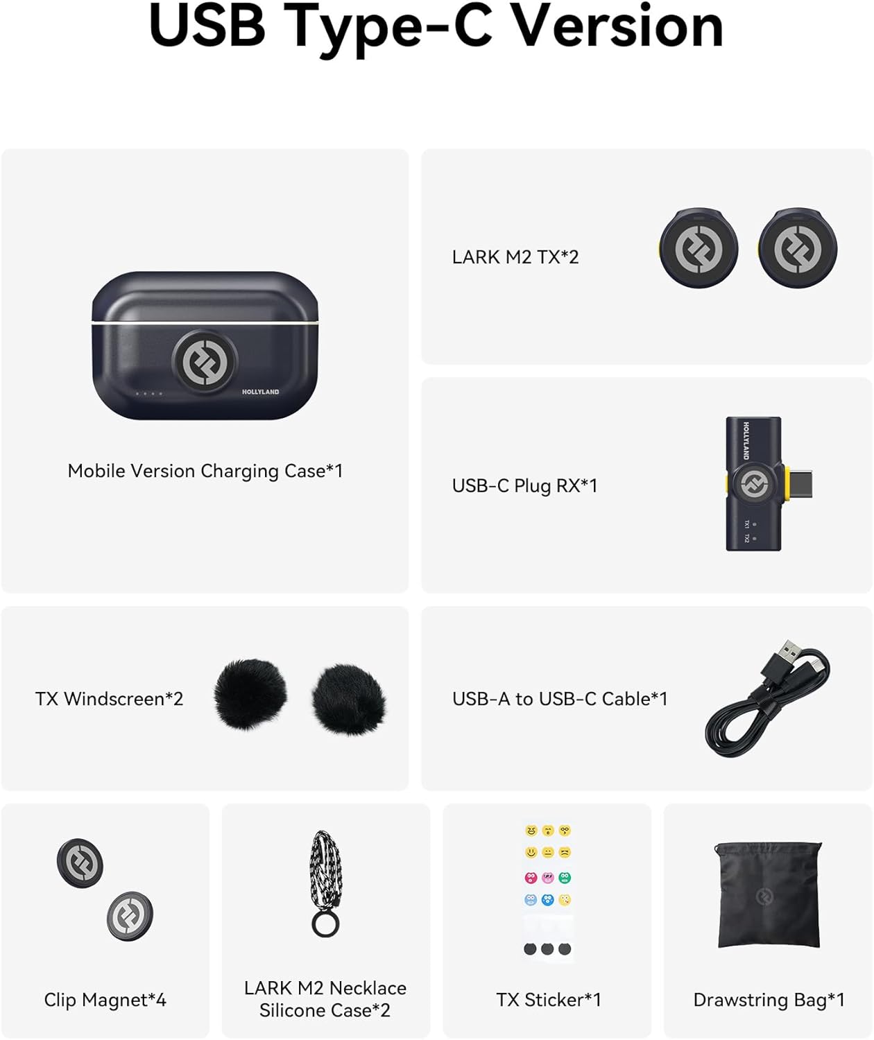 Hollyland Lark M2 Wireless Microphone for iPhone15/16/17&Android, USB C Mini Lapel Microphone Wireless, 1000ft Range, Hi-Fi Audio, Noise Cancellation, 30H Battery for Video Recording, Streaming