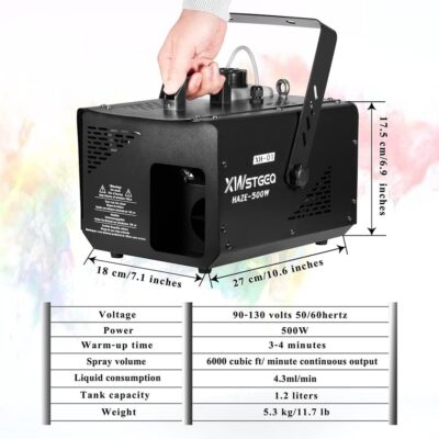 Haze Machine 500W, Fog Machine Continuous Output, Manual/Wireless Remote/DMX Control, Enhancing the Light Show, Perfect for Stage DJ Halloween Club Christmas Wedding