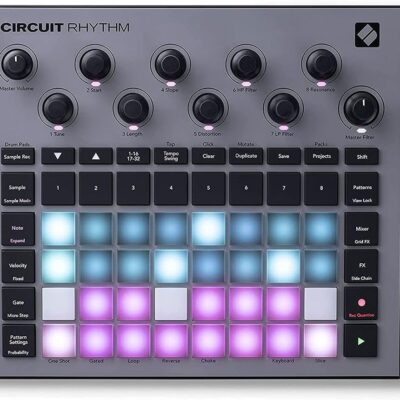 Novation Circuit Rhythm Groovebox Workstation with Standalone Sampler Bundle with Studio Pro Monitor Headphones, 32GB Memory Card, and 2x MIDI Cable