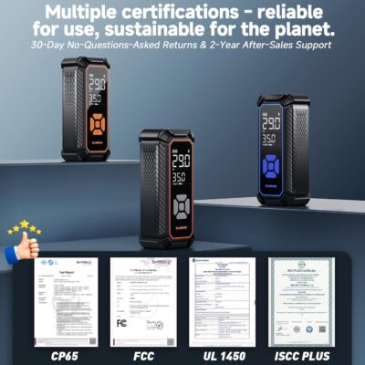 OlarHike Tire Inflator Portable Air Compressor, 150PSI Dual Power – 6000mAh & 12V DC, Cordless Air Pump for Car Tires, Bike, Motorcycle, Balls with LED & Digital Pressure Gauge, Car Gifts