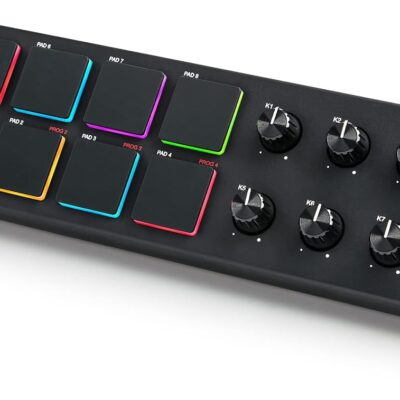 Akai Professional LPD8 – USB MIDI Controller with 8 Responsive RGB MPC Drum Pads for Mac and PC, 8 Assignable Knobs and Music Production Software