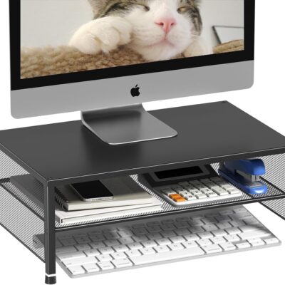 71 JINNkN L. AC SL1500 2-Tier Computer Monitor Stand Riser, Desk Organizer for Monitor, Printer & Laptop Stand, Desktop Workspace Organizers for Office Supplies(Black)