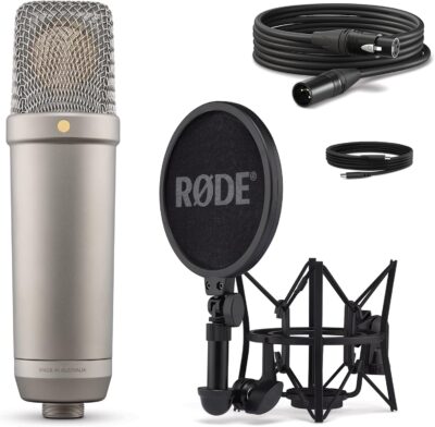 Rode NT1 5th Generation Condenser Microphone with SM6 Shockmount and Pop Filter,Silver