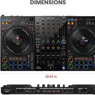 Pioneer DJ DDJ-FLX10 4-Channel Professional DJ Controller – Black Bundle with Carrying Case, HDJ-CUE1 Headphones, XLR Cable, and Austin Bazaar Polishing Cloth
