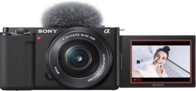 Sony ZV-E10 + 16-50mm Lens, LED Light, Microphone, 128GB Extrem Speed, U-Grip, Filters, Tripod, Case, Software, & More – Pro Video Bundle (38pc)