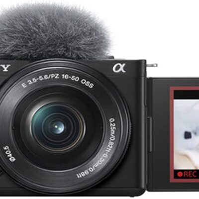 Sony ZV-E10 Mirrorless Camera with 16-50mm Lens, 128GB Extreem Speed Memory,.43 Wide Angle & 2X Lenses, Case. Tripod, Filters, Hood, Grip,Spare Battery & Charger, Editing Software Kit -Deluxe Bundle