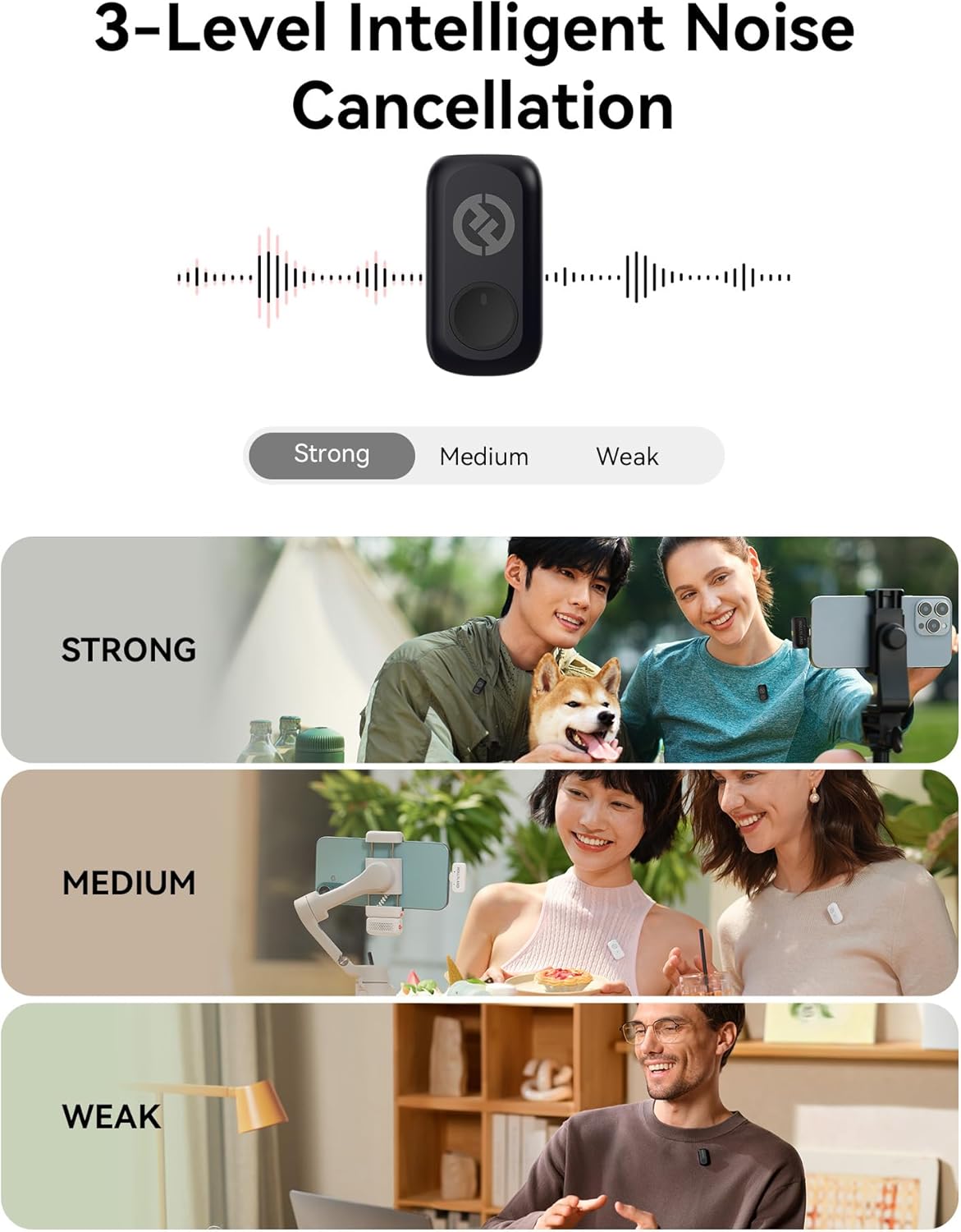 Hollyland Lark A1 Wireless Microphone for iPhone & Android, 48kHz/24-bit Studio Audio, 3-Level Noise Cancellation, 200m Range, Magnetic Mini Mic for Video Recording & Live Streaming (2TX + USB-C RX)