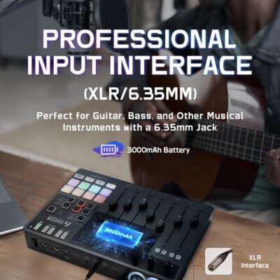 710NEn1FtvL. AC SL1500 ALABS Fxcaster Podcast Equipment Bundle – All-in-One Podcasting Starter Setup with 7-Channel Soundboard, Audio Interface, and 25mm Diaphragm XLR Microphone for Live Streaming, Recording, and TikTok