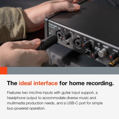 Tascam US-2x2HR 2 Mic 2IN/2OUT High Resolution Versatile USB Audio Interface for Recording, Streaming, Podcasting, Songwriting