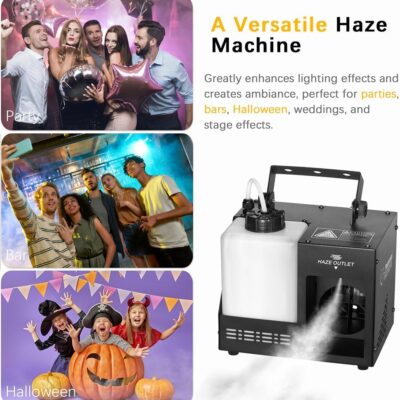 Haze Machine, Continuous Fog Machine with Wireless Remote Timer and DMX, Enhances the Light Show, Perfect for DJ Clubs, Stages, and Halloween Parties