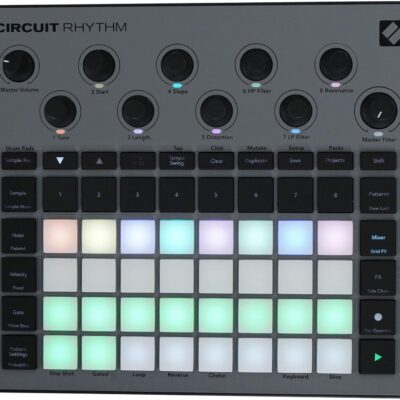 Audiosavings Bundle: Novation Circuit Rhythm Beatmaking Sampler Groovebox/Drum Machine/Sequencer Bundle with Rockville PRO-M50 Studio Headphones w/Detachable Coil Cable, Case+Extra Ear Pad (2 Items)