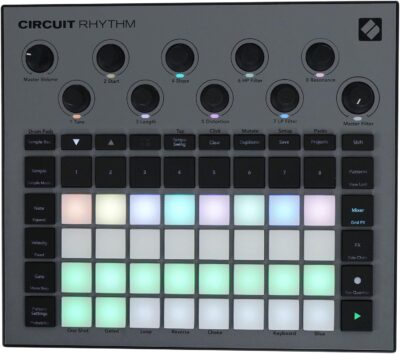 Novation Circuit Rhythm Bundle: Beatmaking Sampler Groovebox Drum Machine Sequencer, ASM4 Pair 4 in Pro Studio Monitor Computer Speakers, Bluetooth, Optical Input, 2-items