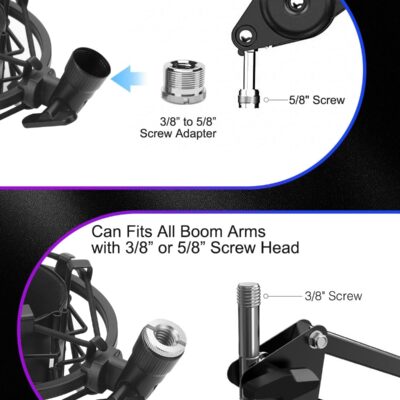 Universal Microphone Shock Mount, Mic Clip Holder for Diameter 47mm-53mm Mic Anti Vibration Adjustable High Isolation Shock Mount