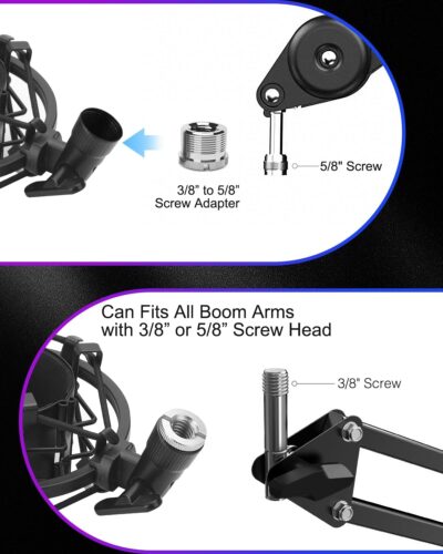 Universal Microphone Shock Mount, Mic Clip Holder for Diameter 47mm-53mm Mic Anti Vibration Adjustable High Isolation Shock Mount