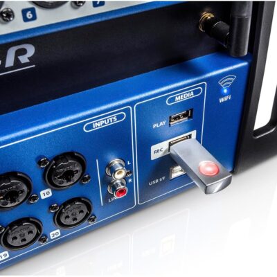 Soundcraft Ui24R Rack-Mountable Laptop or Tablet-Controlled, 24 input Digital Audio Mixer with onboard Signal Processing. Blue and Gray