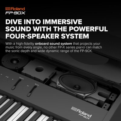 Roland FP-90X | Flagship Portable 88-Note Digital Piano | Immersive & Powerful 4 Speaker System | Distinctive Acoustic Tones & Deep Sound Shaping | Bluetooth & MIDI Connectivity | Black