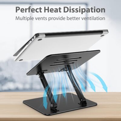 Adjustable Laptop Stand for Desk, Metal Foldable Laptop Riser Holder, Portable Desktop Book Stands, Ventilated Cooling Computer Notebook Stand Compatible with 10-15.6 Laptops