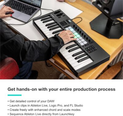 Novation Launchkey 37 MK4 — Compact 37 Key, USB, MIDI Keyboard Controller with DAW Integration. Chord Mode, Scale Mode, 8 Drum Pads, and Arpeggiator — Includes Software Bundle for Music Production
