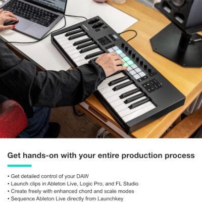 Novation Launchkey 37 MK4 — Compact 37 Key, USB, MIDI Keyboard Controller with DAW Integration. Chord Mode, Scale Mode, 8 Drum Pads, and Arpeggiator — Includes Software Bundle for Music Production