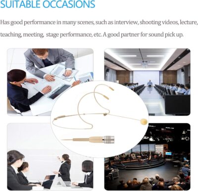 71250pCdCXL. AC SL1500 Microphone Headset Headworn Earset Over Ear Hanging Mic Compatible with Audio Technica Wireless System & Bodypack Transmitter, Ideal for Lectures, Live Performance, Theater, Podcasts-Beige