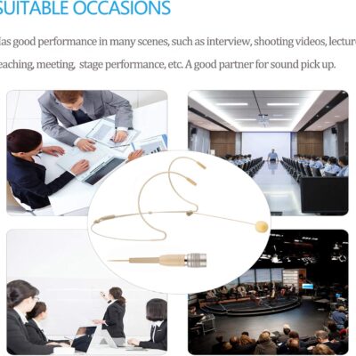 71250pCdCXL. AC SL1500 Microphone Headset Headworn Earset Over Ear Hanging Mic Compatible with Audio Technica Wireless System & Bodypack Transmitter, Ideal for Lectures, Live Performance, Theater, Podcasts-Beige