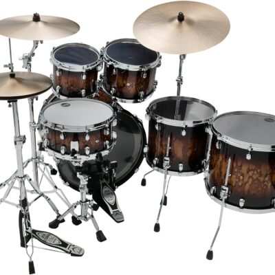 Tama WBS52LS Starclassic Walnut/Birch 5-Piece Drum Kit – Molten Brown Burst Bundle with Drumsticks, Drumstick Bag, and Austin Bazaar Polishing Cloth